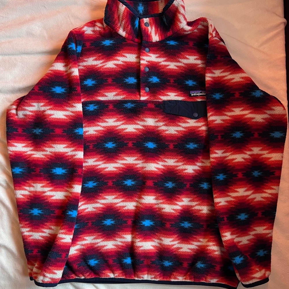 Patagonia Aztec Print Synchilla Snap-T Fleece Pullover Size Large